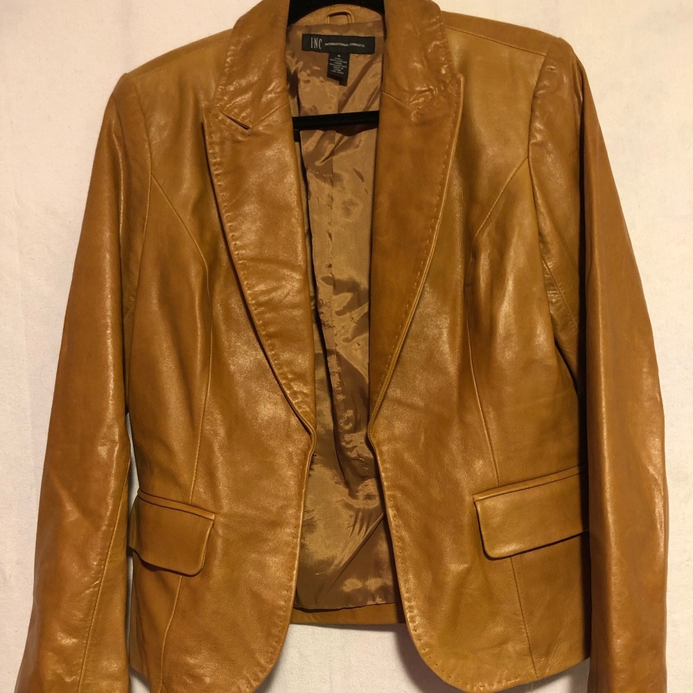 Brand INC LADIES LEATHER JACKET VINTAGE LOOK SZ M